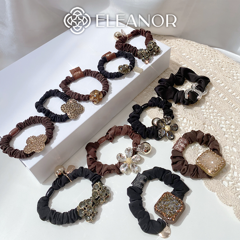Dây cột tóc nữ thun co dãn Eleanor Accessories mặt đính đá phụ kiện tóc 3528