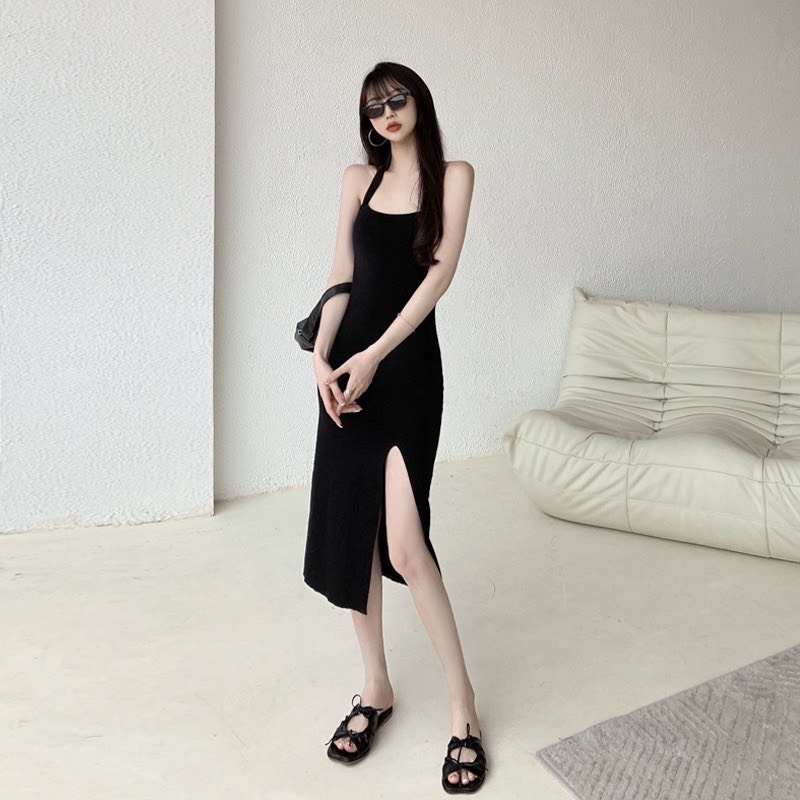 Váy đầm 2 dây ôm body  xẻ tà Hari GenZ Vay2sbantoxeta96