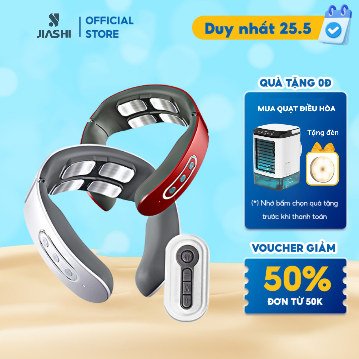 Máy Massage Cổ Vai Gáy, Mát Xa Trị Liệu JIASHI Đa Chức Năng 8 Chế Độ Massage Có Điều Khiển Remoto Từ Xa - MMC01
