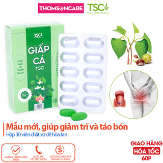 Viên uống Giấp Cá TSC - Giảm trĩ nội, trĩ ngoại, táo bón từ diếp cá, chất xơ hòa tan giảm táo bón và Rutin - Hộp 30 viên