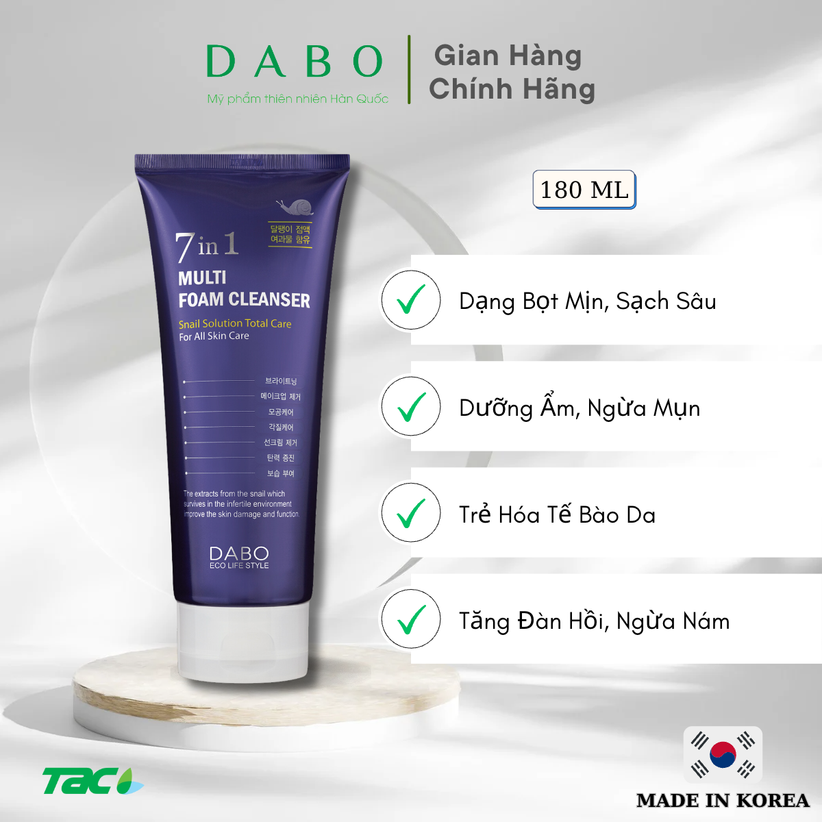 Sữa Rửa Mặt Cao Cấp 7 Tác Dụng DABO Multi Foam Cleanser 180ml THIÊN ANH BEAUTY