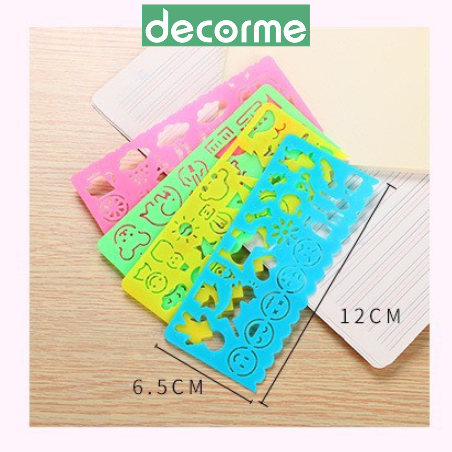 Thước kẻ tập vẽ in nhiều hình cute Decorme cho bé làm mỹ thuật, trang trí thủ công