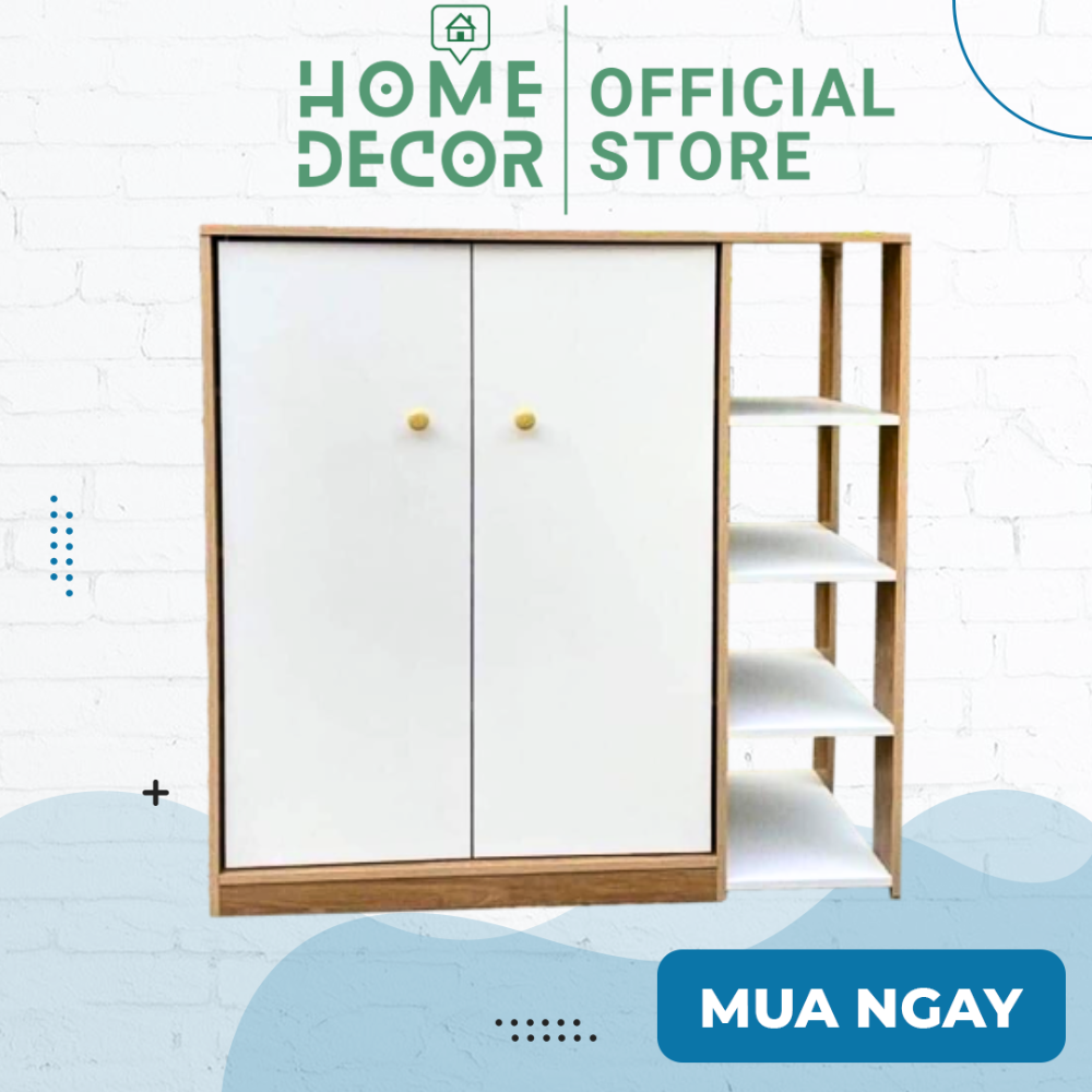Tủ giày gỗ 2 ngăn kèm kệ 4 tầng thiết kế hiện đại cao cấp tiện lợi