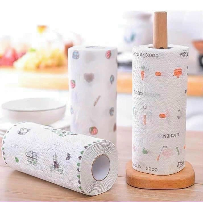 Cuộn Khăn Lau Bếp Họa Tiết Hoa Văn Đa Năng Siêu Thấm Hút, Có Thể Giặt Tái Sử Dụng Kích Thước 20, 25 cm