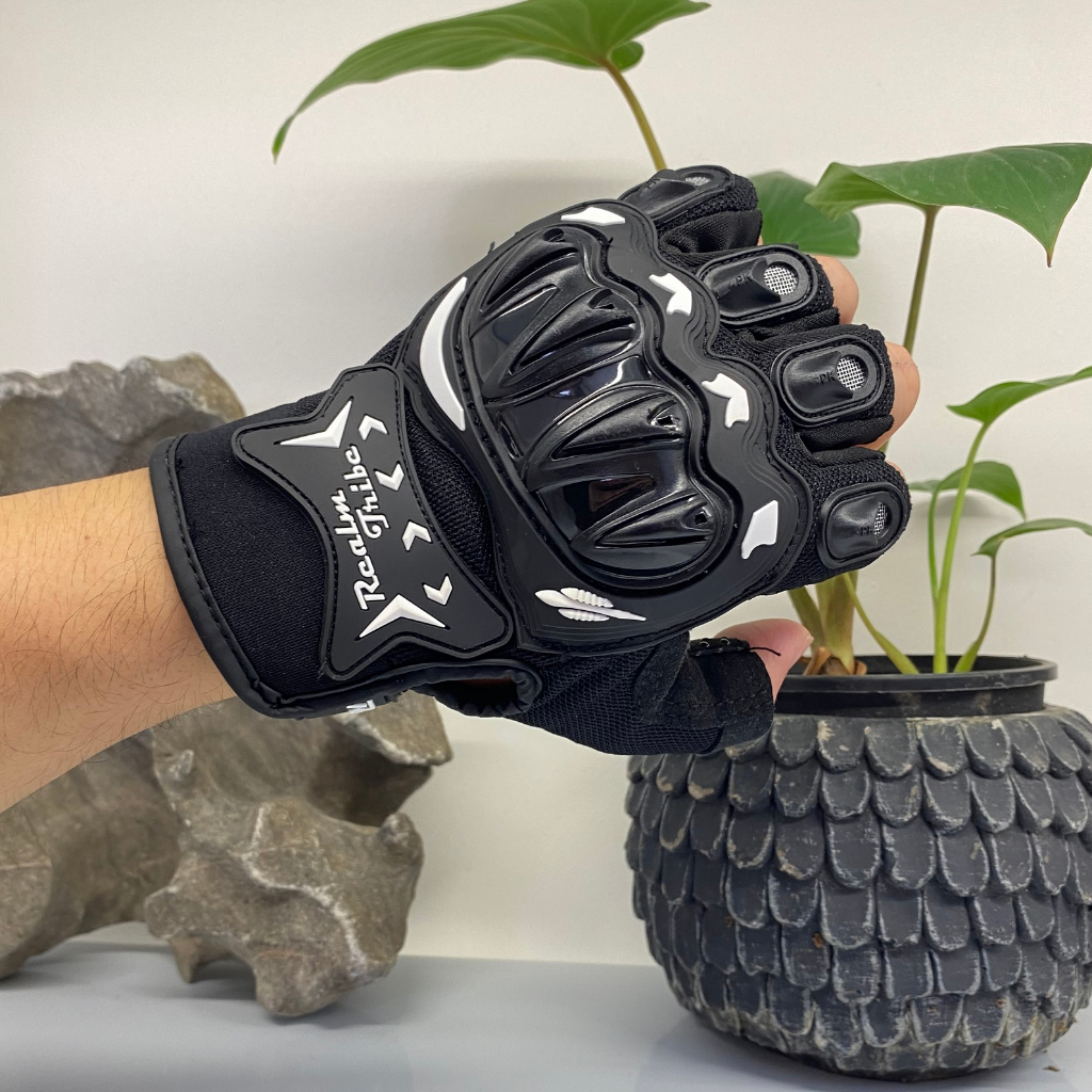Găng tay xe máy cụt ngón có gù bảo vệ, găng tay phượt dành cho anh em lái xe