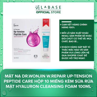 Mặt Nạ Dr.Wonjin W.Repair Up-Tension Peptide Care Hộp 10 Miếng Kèm Sữa Rửa Mặt Hyaluron Cleansing Foam 100ml