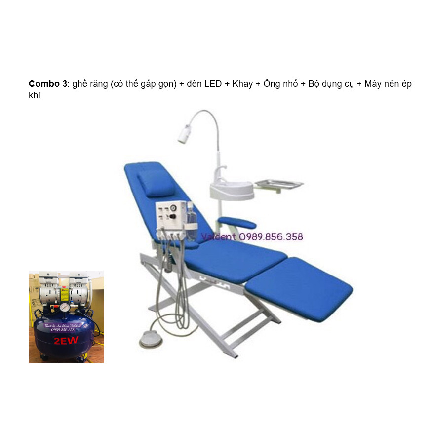 GHẾ NHA KHOA GẤP GỌN DI ĐỘNG - COMBO GHẾ NHA KHOA + MÁY NÉN KHÍ