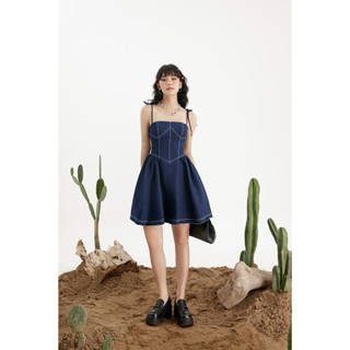 Váy bò ngắn 2 dây tùng cao cấp, Đầm jean 2 dây dáng ngắn siêu dễ thương | Sieni Dress | Secodee