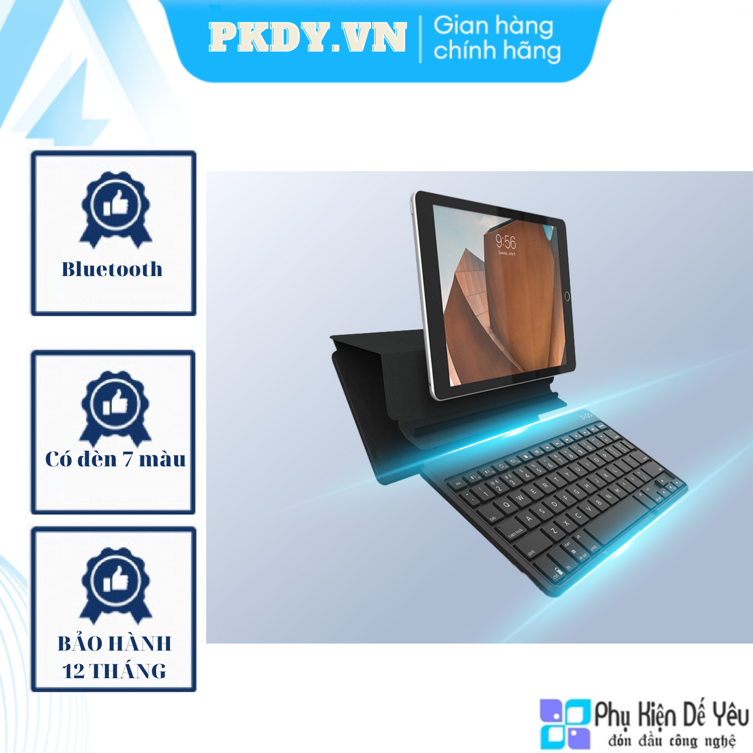 Bàn phím ZAGG 7 màu Backlit Keyboard - Fabric Stand Flex [CHÍNH HÃNG PHÂN PHỐI VN, BẢO HÀNH 12 THÁNG]