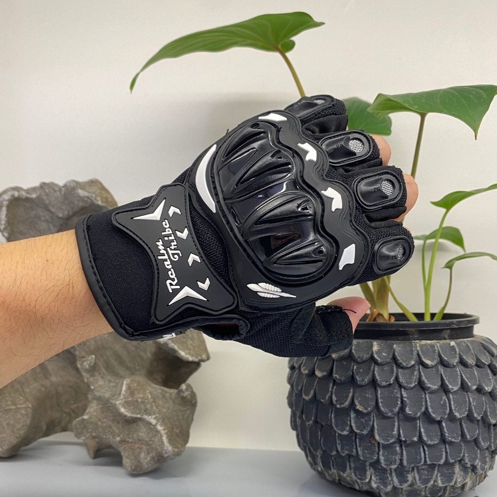 Găng tay xe máy cụt ngón có gù bảo vệ, găng tay xe máy bảo vệ tay, đi phượt Piramy Store