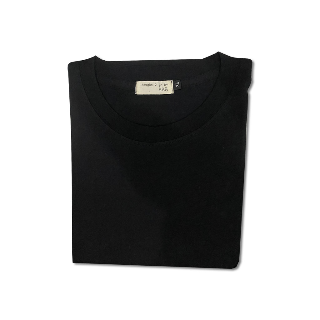 Áo thun trơn Unisex tay lỡ cổ tròn Basic màu Đen vải Cotton 100%,co giãn, thoáng mát, dày dặn