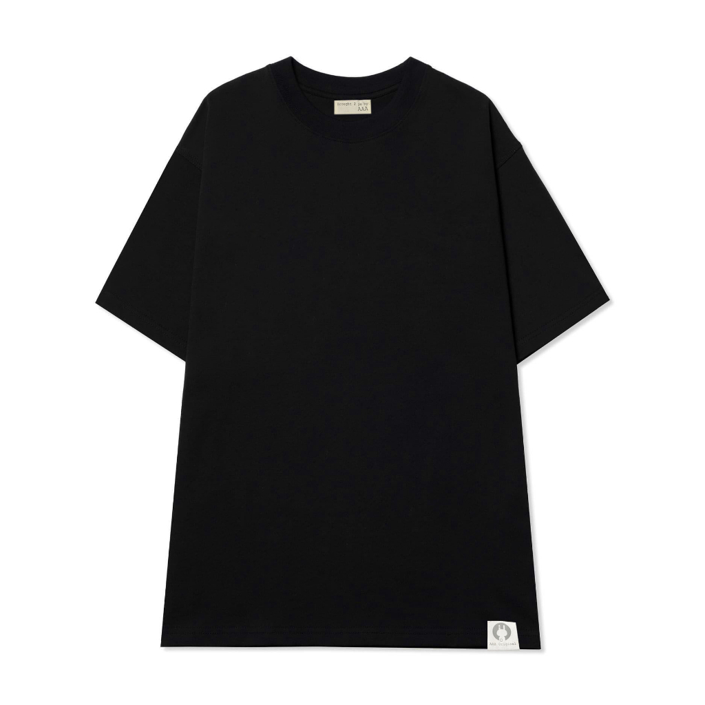 Áo thun trơn Unisex tay lỡ cổ tròn Basic màu Đen vải Cotton 100%,co giãn, thoáng mát, dày dặn