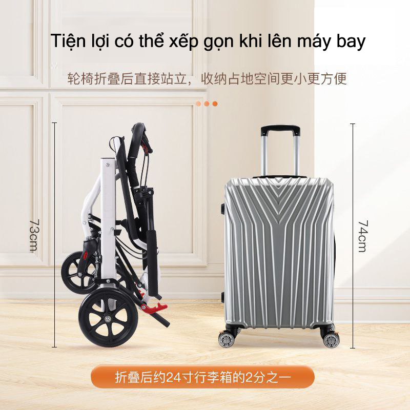 Xe đẩy người già nhẹ gấp đơn giản,Xe lăn du lịch siêu nhẹ,Xe lăn di động