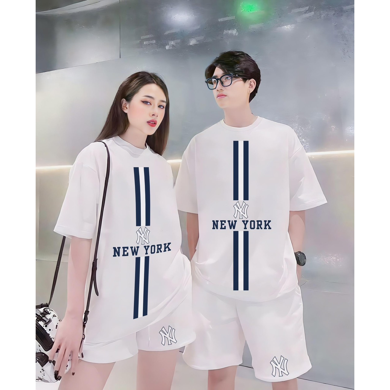 Bộ Thể Thao Nam Nữ Hè NEW YORK Tay Lỡ Trẻ Trung Nặng Động, Cotton Khô Mềm Mịn Thấm Hút Mồ Hôi Cực Tốt | BigBuy360 - bigbuy360.vn