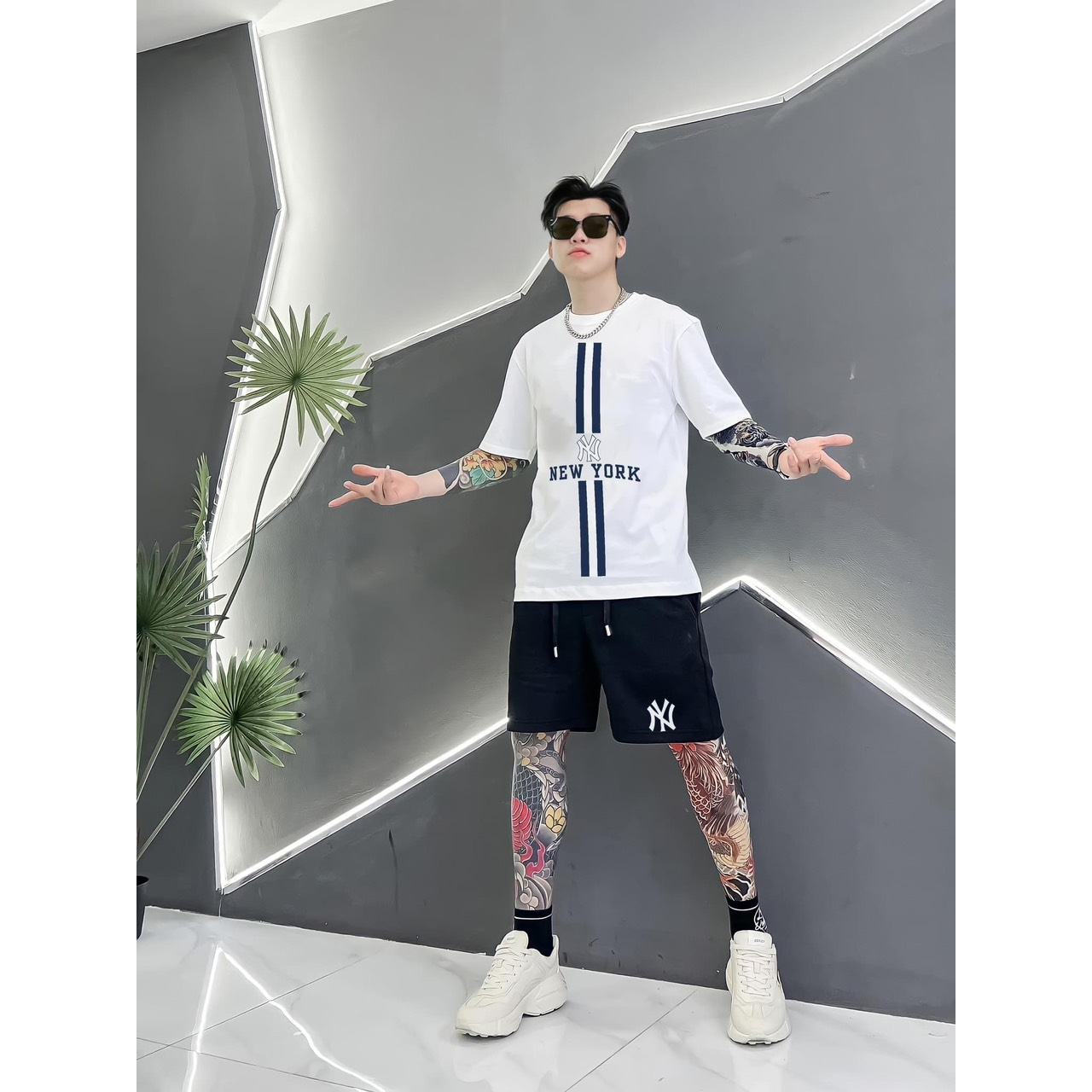 Bộ Thể Thao Nam Nữ Hè NEW YORK Tay Lỡ Trẻ Trung Nặng Động, Cotton Khô Mềm Mịn Thấm Hút Mồ Hôi Cực Tốt | BigBuy360 - bigbuy360.vn