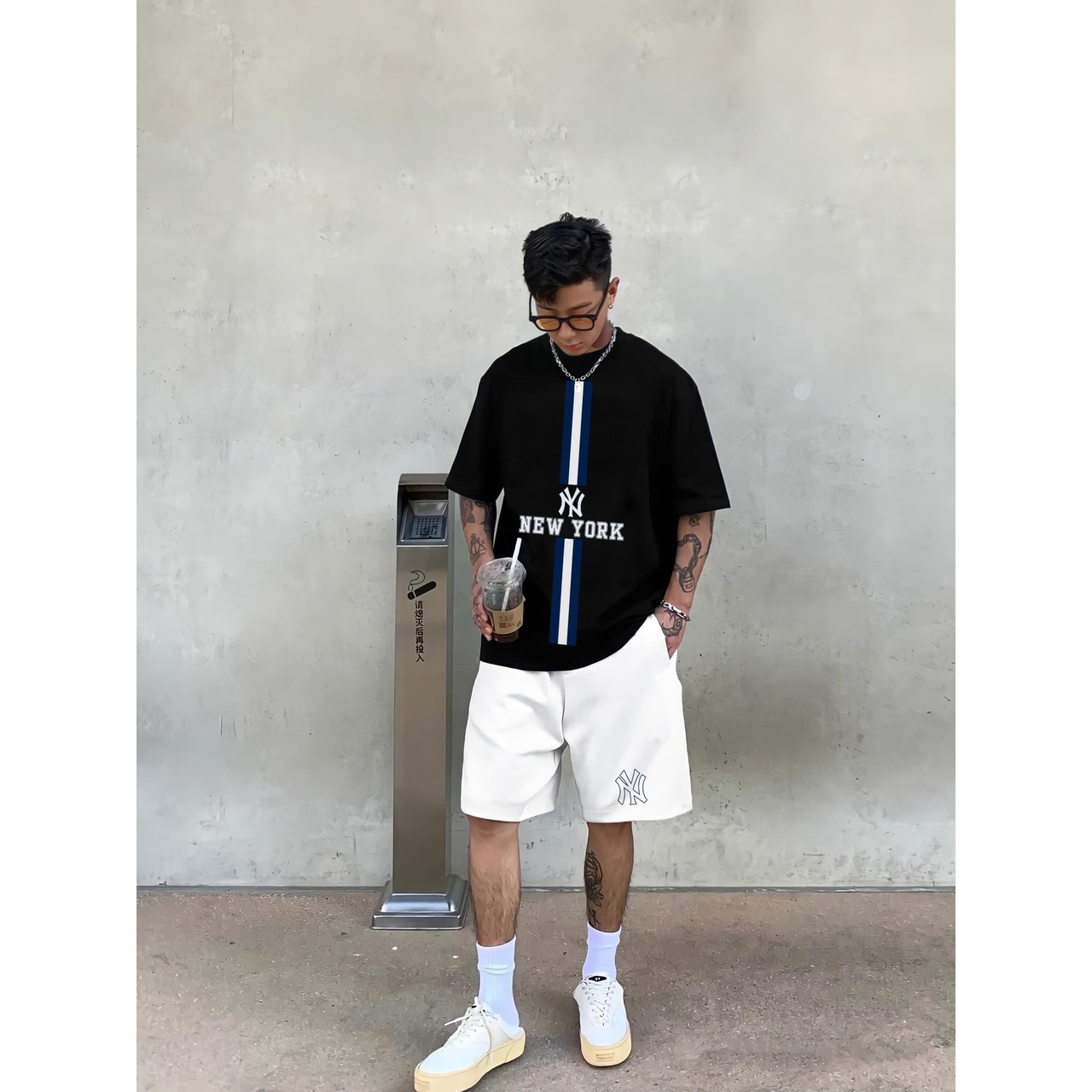 Bộ Thể Thao Nam Nữ Hè NEW YORK Tay Lỡ Trẻ Trung Nặng Động, Cotton Khô Mềm Mịn Thấm Hút Mồ Hôi Cực Tốt | BigBuy360 - bigbuy360.vn