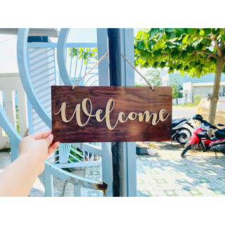 Bảng gỗ treo cửa 1 mặt welcome - Xưởng LUXI decor