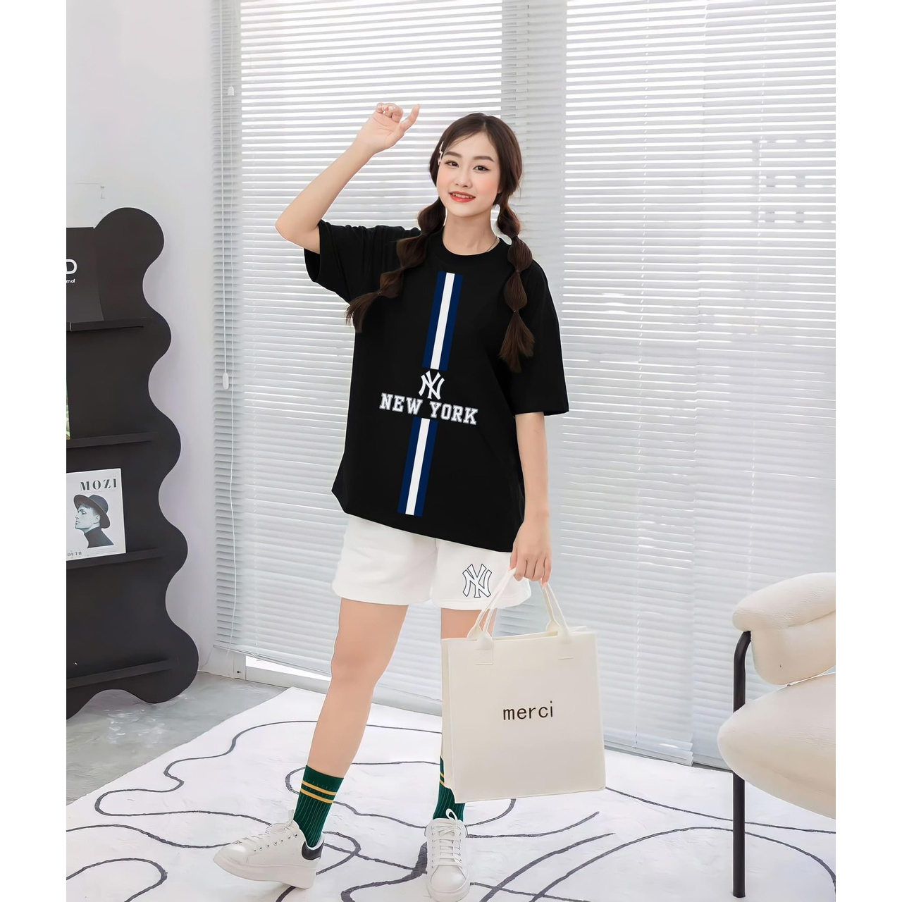 Bộ Thể Thao Nam Nữ Hè NEW YORK Tay Lỡ Trẻ Trung Nặng Động, Cotton Khô Mềm Mịn Thấm Hút Mồ Hôi Cực Tốt | BigBuy360 - bigbuy360.vn