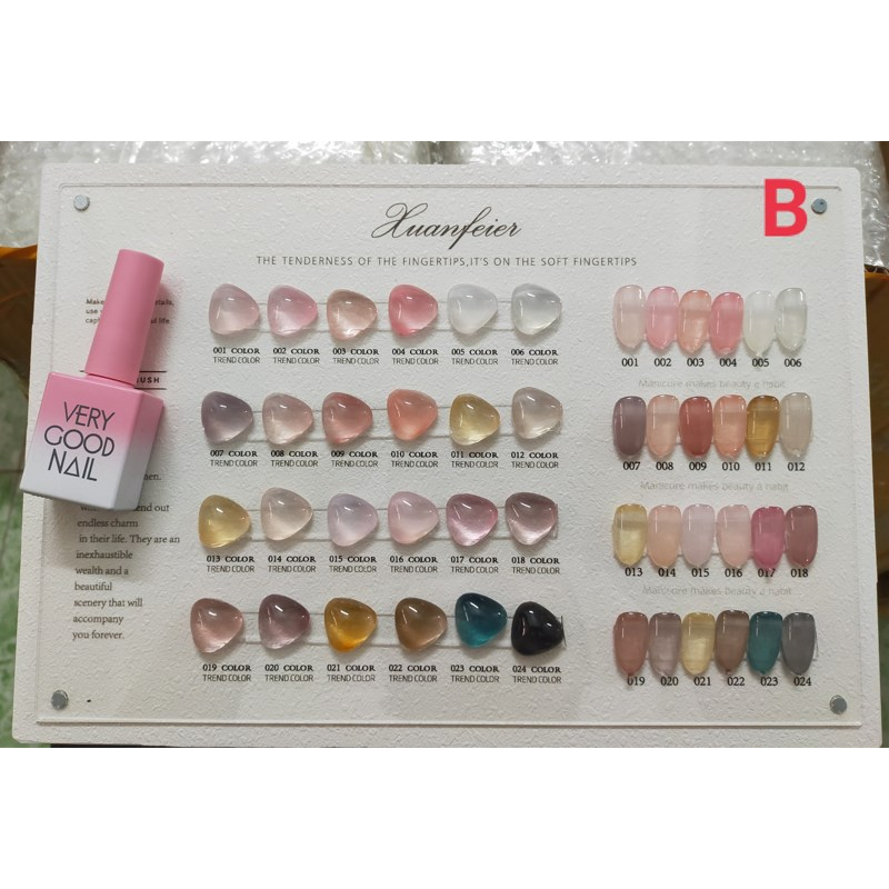 Set sơn thạch Very Good Nail 24 màu -Bộ sơn gel thạch trong suốt màu xinh phong cách Hàn Quốc tặng kèm bảng màu B
