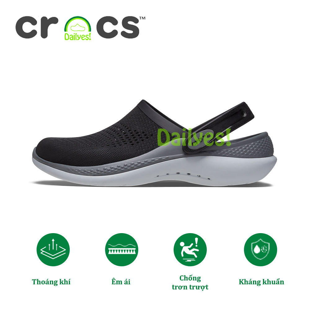 Dép Cross Literide 360 Nam Nữ Màu Đen Đế Xám siêu êm, hàng xịn, full tag, hỗ trợ đổi trả - Cross Literide Dailyes