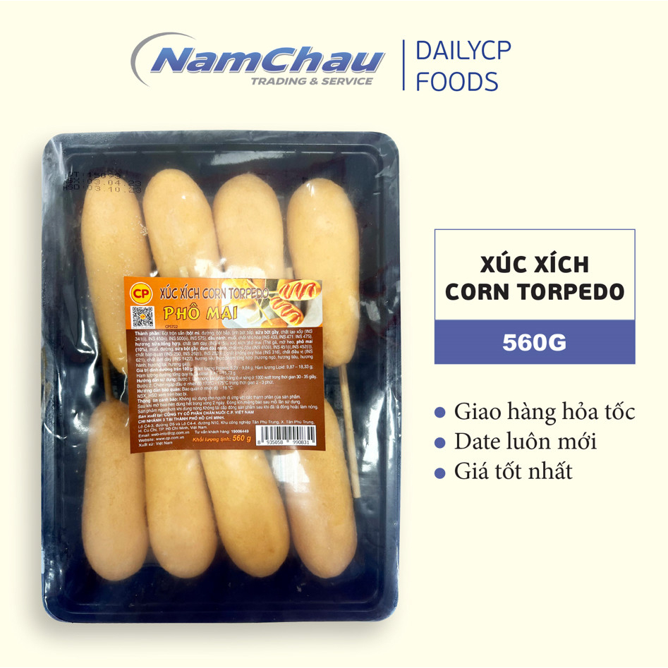 Xúc xích Corn Torpedo phomai CP khay 500gr|560gr chiên giòn tiện lợi [giao hàng hỏa tốc HN] - Ảnh 2