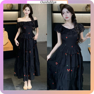 Váy trễ vai ngắn tay nữ, đầm trễ vai dáng dài tôn dáng hàng order Taobao nhà Oanhdilys