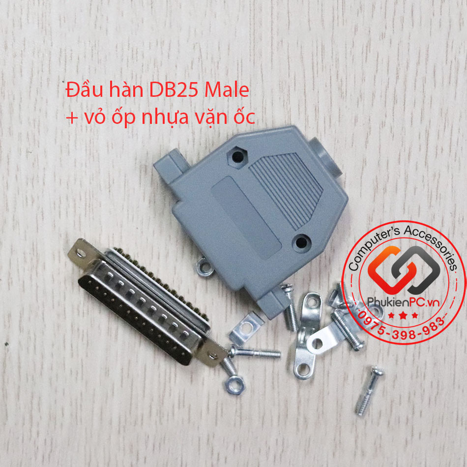 Đầu hàn COM DB25 Đực mạ vàng 2U vỏ ốp NHỰA Hàn cáp COM LPT DB25 máy công nghiệp, Y tế Cáp riser DB25, DB50 DB37 DB15 DB9