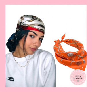 Khăn turban choàng cổ lụa vuông size 50x50cm cột đầu phong cách cô gái hà lan - Khăn bandana