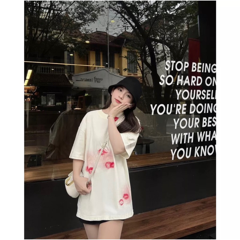 Áo thun Hades Sip On Your Lips Cotton khô 3158 tay lỡ form rộng - Thời trang nam nữ Unisex Streetwear Hàn Quốc