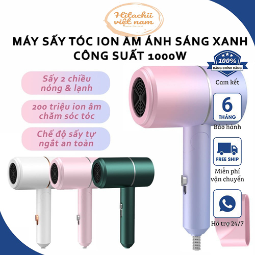 Máy Sấy Tóc Mini Công Suất Lớn Dai Heart Búa Xanh 2200W, Máy Sấy Tóc 2 Chiều Nóng Lạnh