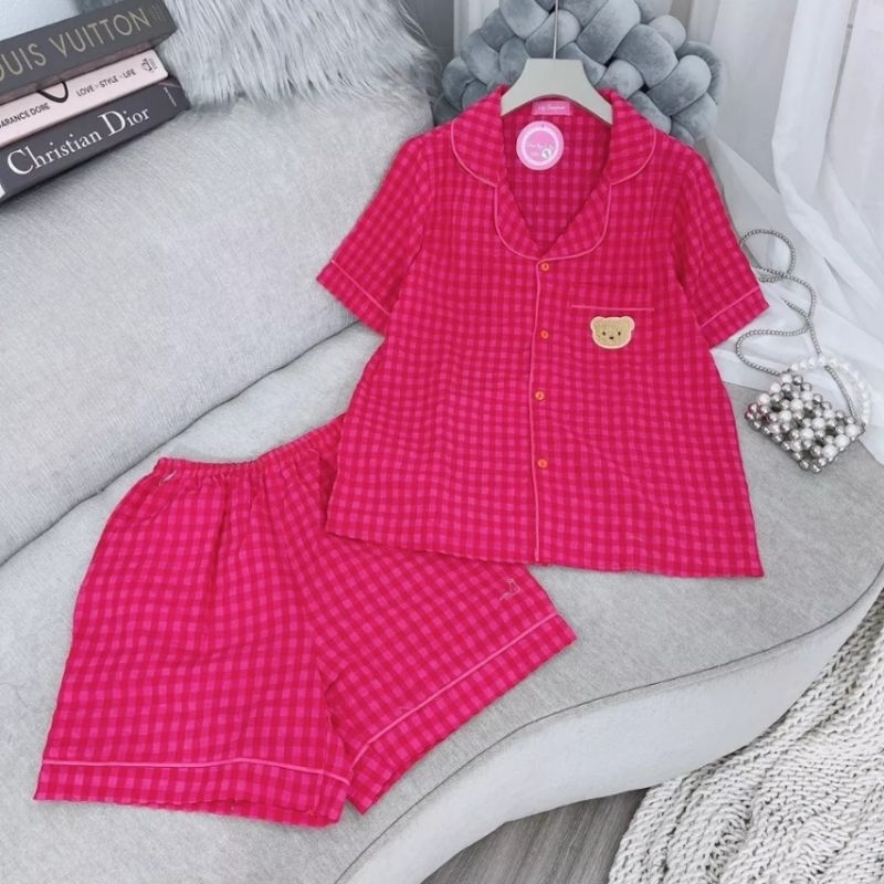 Siêu Phẩm Bộ Pyjama Kẻ thêu