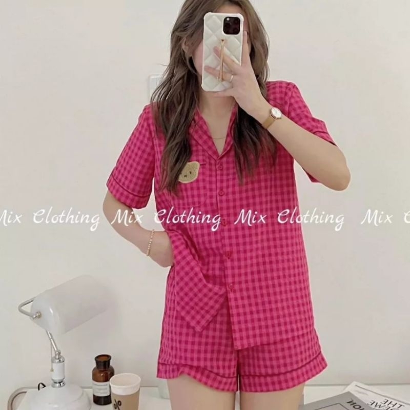 Siêu Phẩm Bộ Pyjama Kẻ thêu