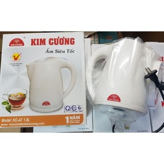 Ấm đun nước siêu tốc Kim Cương nhựa 1lít8 có màn lọc
