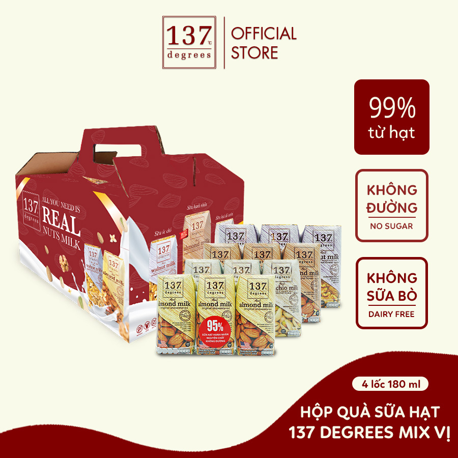 Combo 4 Lốc Sữa Hạt 137 Degrees (180ML x 12 Hộp) [Tạm hết vỏ Thùng mini]
