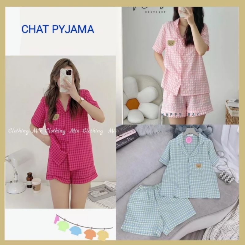 Siêu Phẩm Bộ Pyjama Kẻ thêu