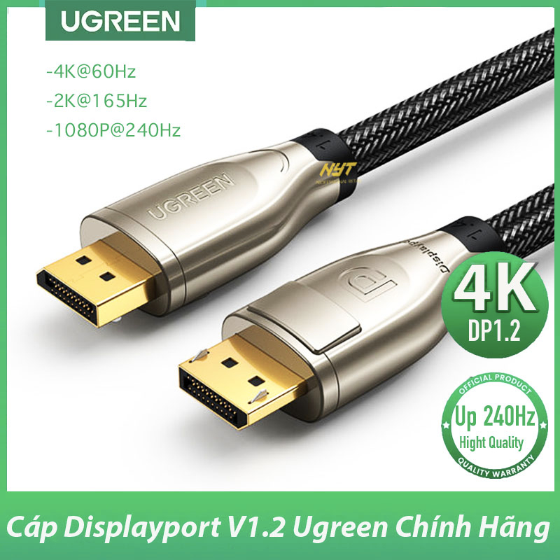 Cáp DisplayPort 1.4 Hỗ trợ 4K 144Hz Bện Lưới cao cấp UGREEN DP107 DP114 - BH 18T Chính Hãng