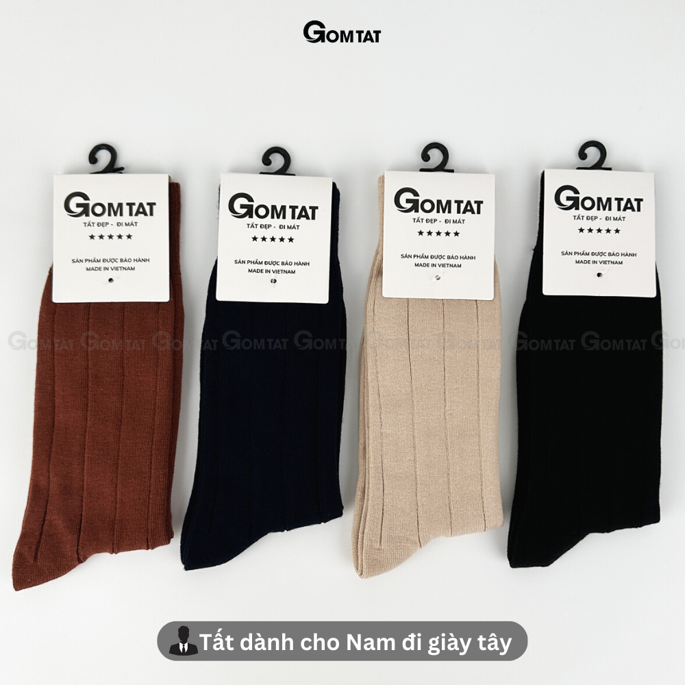 Tất giày tây nam công sở GOMTAT mẫu gân chìm, chất liệu cotton cao cấp, thoáng mát êm chân  -GOM-MIX09-1DOI