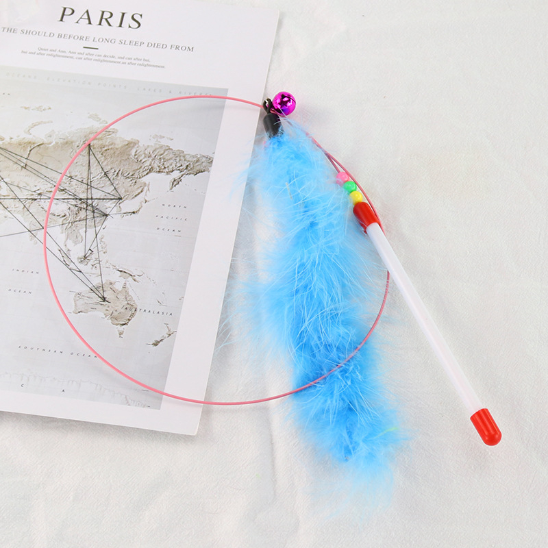 Đồ chơi cần câu mèo gắn lông vũ, đồ chơi que ngộ nghĩnh cho mèo, gậy mèo