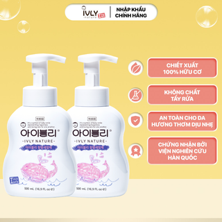 Combo nước rửa bình sữa IVLY NATURE 500ml dạng bọt chiết xuất từ thiên nhiên ivly0012
