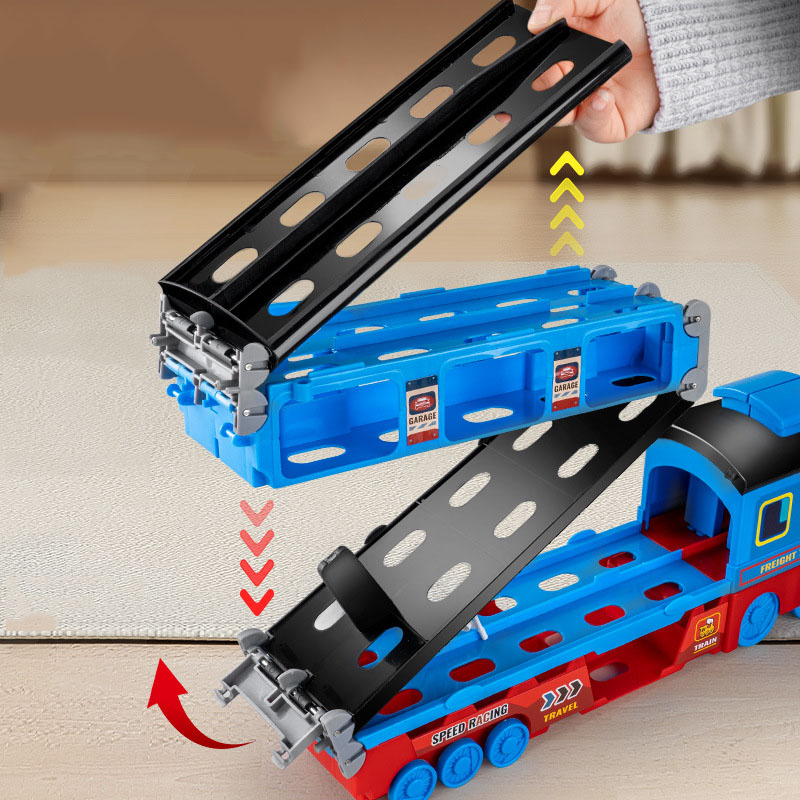 Đồ Chơi Đoàn Tàu Cao Cấp Cho Bé Thomas Hot Wheels Train Container Biến Hình Xe Oto Vận Chuyển Cỡ Lớn Tặng Kèm 6 Xe Con