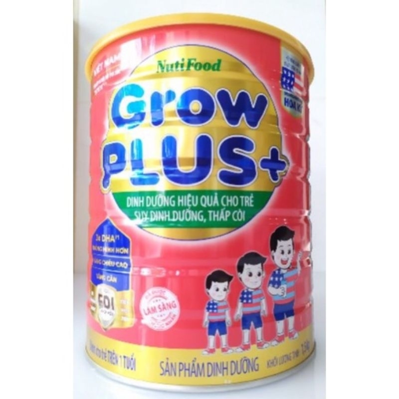 Sữa bột Nuti Grow Plus Đỏ lon 1,5kg cho bé thấp còi. HSD 04/2025