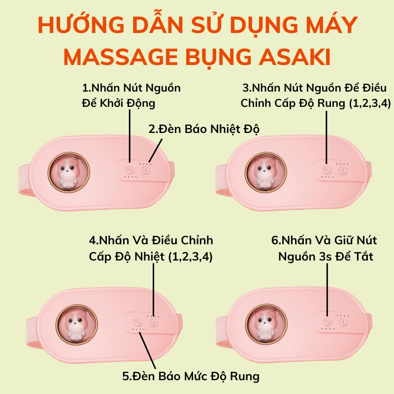 Đai Máy Massage Bụng Kinh Chườm Nóng 5 Cấp Độ Giảm Đau Khi Đến Kỳ Kinh Nguyệt Cho Bạn Gái