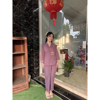 Đồ phật tử mẫu nút ngọc, đồ lam thời trang, pháp phục