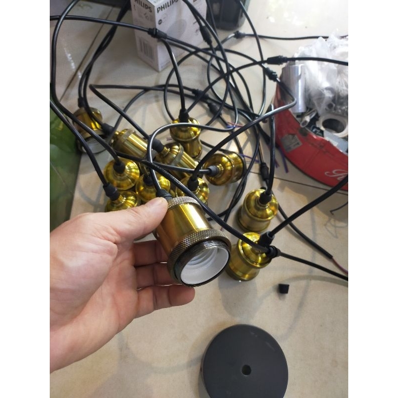 Đèn tường d22cm, đèn thả d22cm đui mạ đồng.