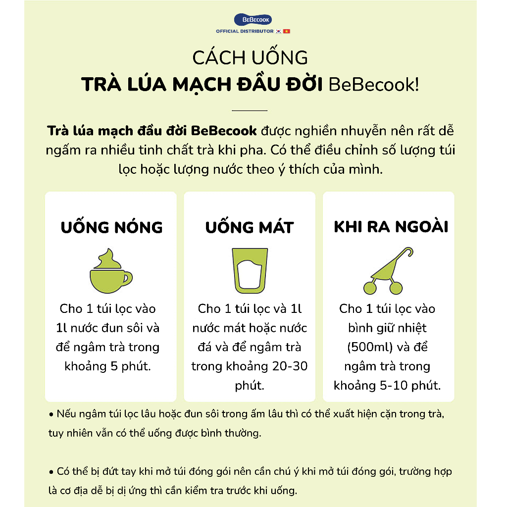 Trà lúa mạch hữu cơ BeBecook dành cho bé từ 5 tháng tuổi
