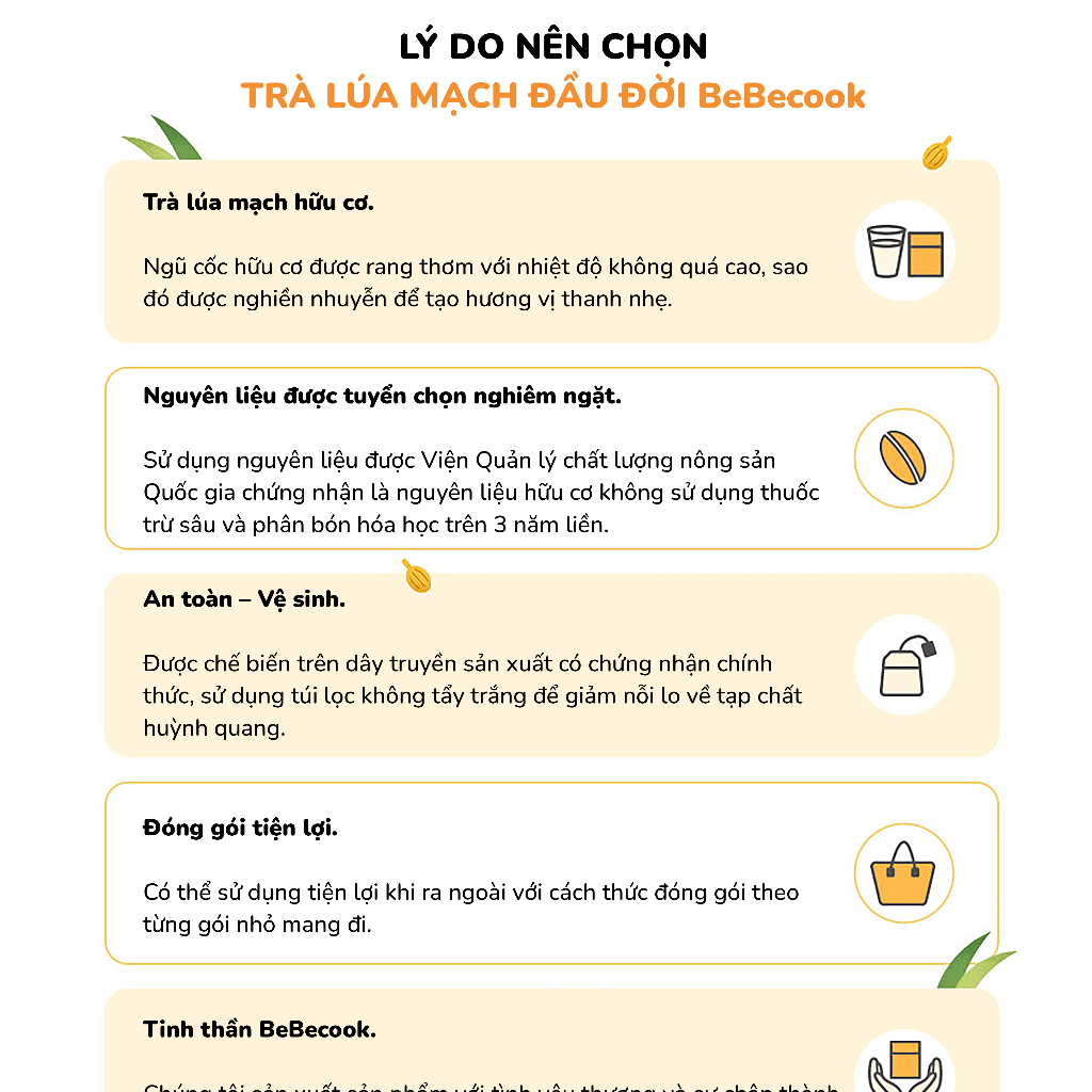 Trà lúa mạch hữu cơ BeBecook dành cho bé từ 5 tháng tuổi