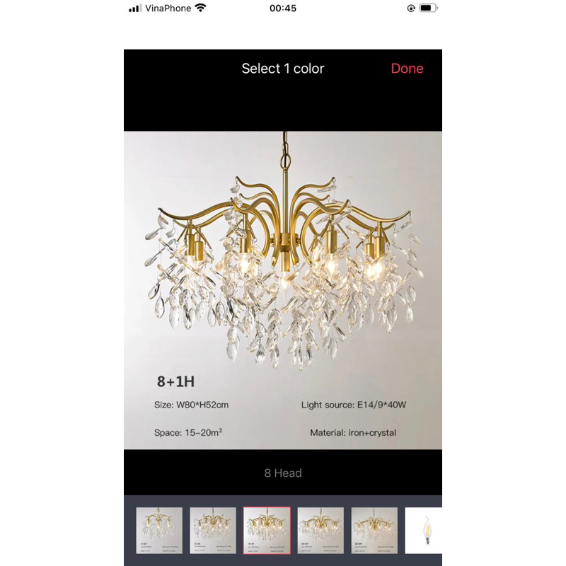 Đèn chùm phale rũ 9 bóng , đèn thả decor phòng khách phòng ngủ hiện đại