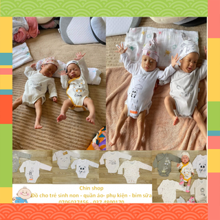 Body chip dài tay cho trẻ sinh non thiếu tháng✨𝙎𝙞𝙯𝙚 𝙧𝙞𝙚̂𝙣𝙜✨ 100% cotton size 1kg-3kg