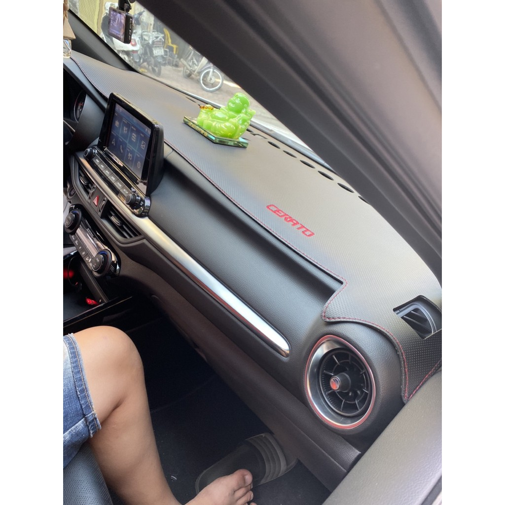 Thảm Taplo Ô tô Xe Hơi Nhung Lông Cừu và Da Carbon KIA Cerato 2015 2016 2017 2018 2019 2020