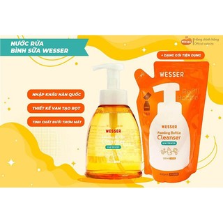 ( CHÍNH HÃNG) nước rửa bình sữa tạo bọt wesser dạng chai/ gói 500ml